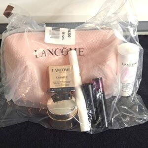 NWT Lancome Makeup Bag with Mascara, Lipstick, Revitalizing & Brightening Cream